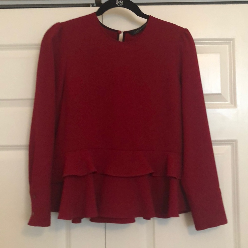 Red Zara Peplum Blouse